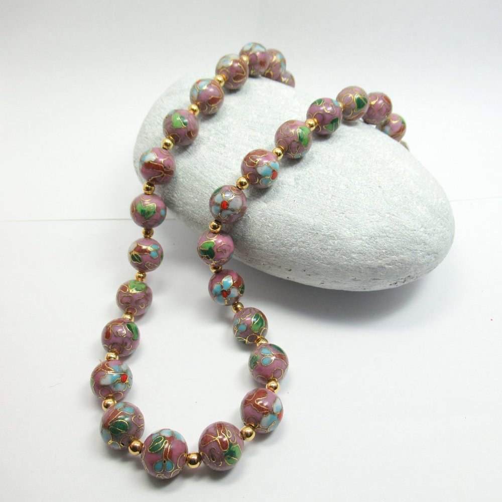 Pink Cloisonne Necklace